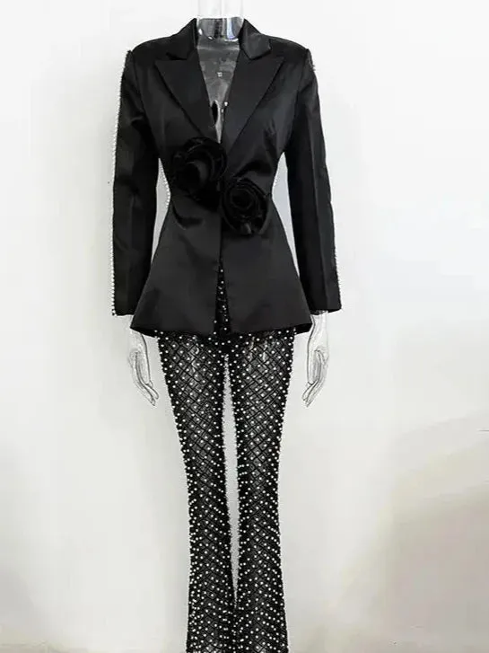 Pearls Beaded Blazer Pants Set