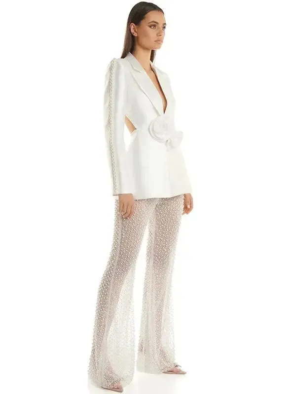 Pearls Beaded Blazer Pants Set