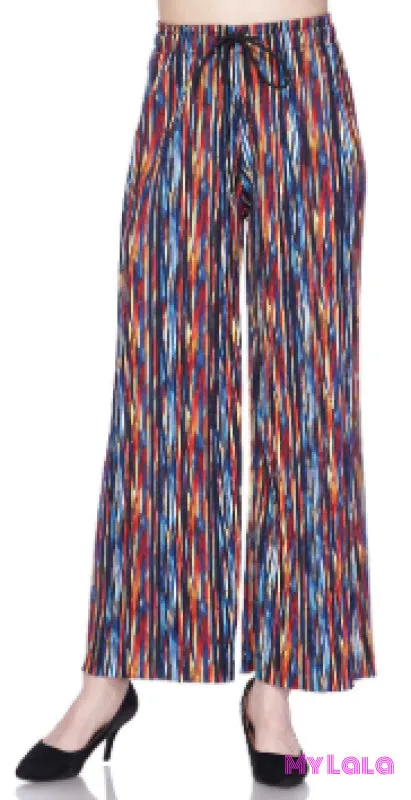 Pleated Palazzo Wide Leg Pants OS (Multi)