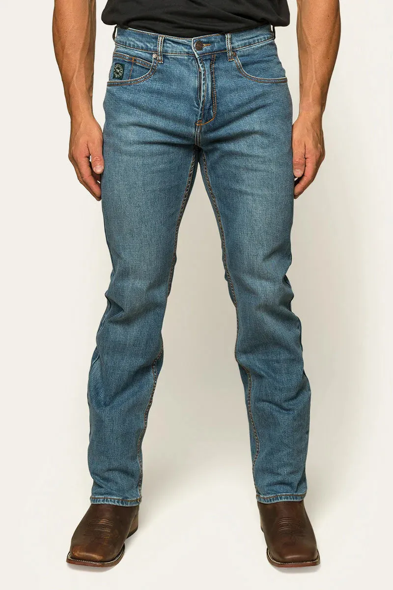 Ringers Western Muster Mens Slim Straight Fit Jean - Mid Wash Blue