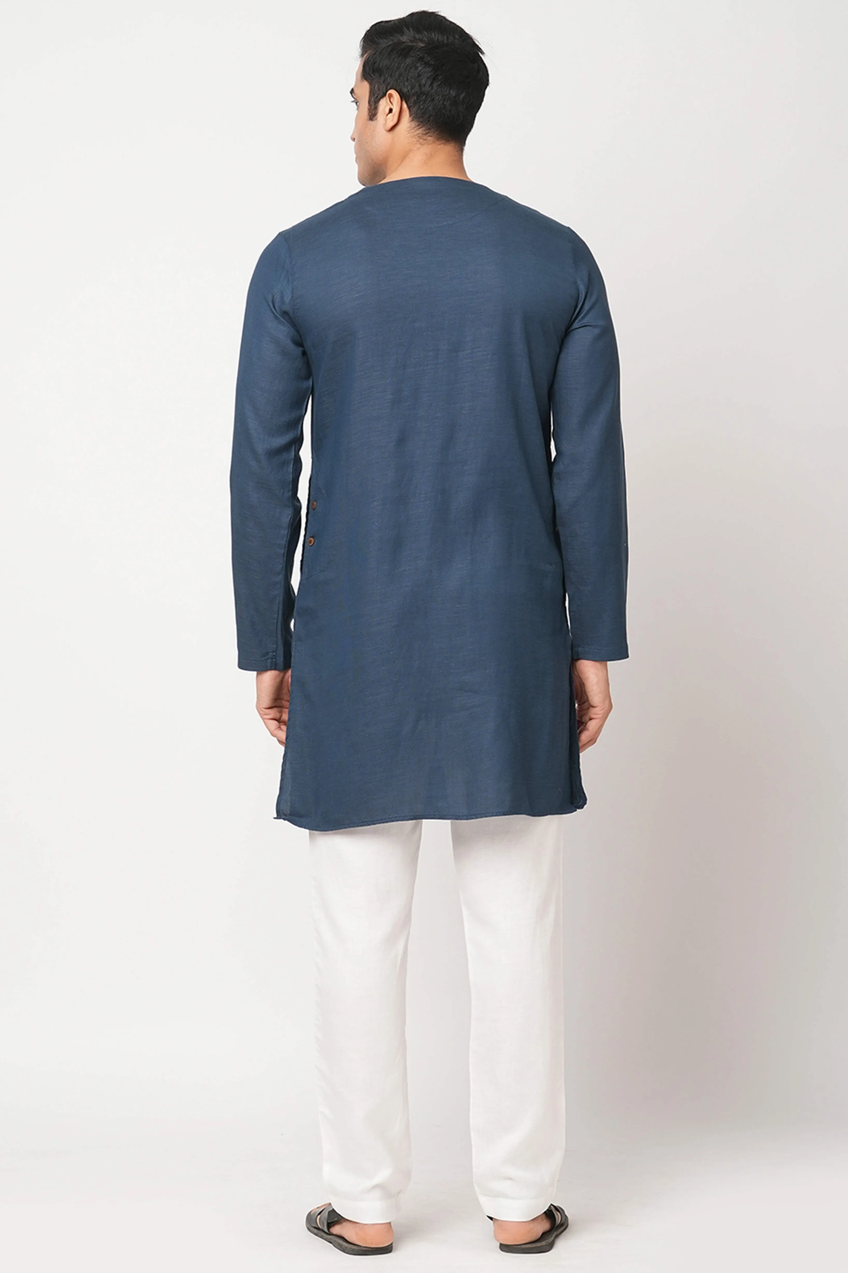 Set Of 2 : Crackle Kurta & Cedar Pants - Navy