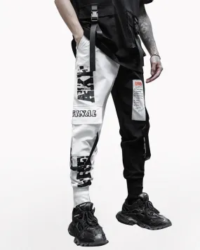 Techwear Ribbon Black and White Pants