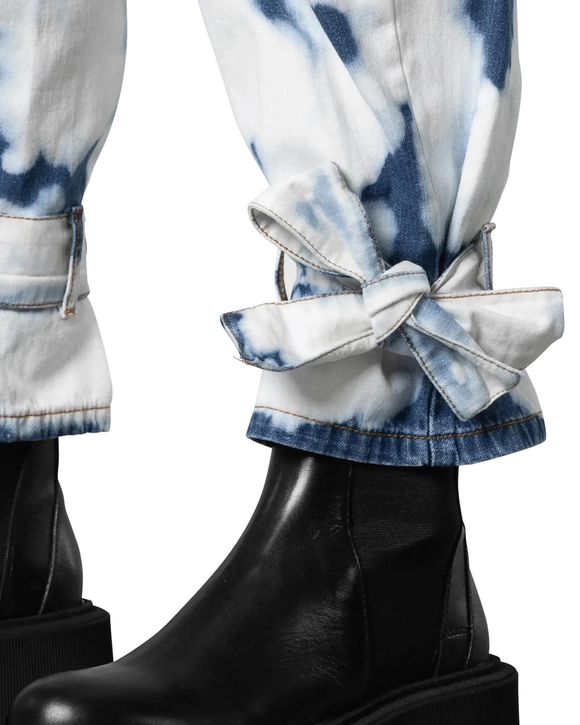 Tie-Dye Ankle-Belted Jeans
