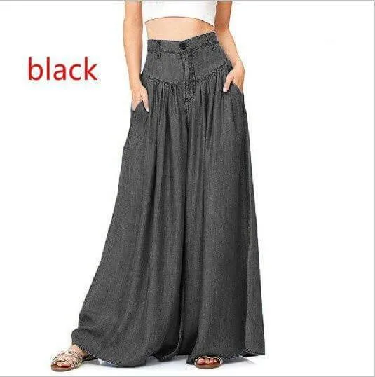 Wide Leg High Waist Loose Pockets Casual Pants